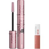 Renas Store Maybelline New York Lash Sensational Sky High Maskara & Mini Super Stay Matte Ink Likit Mat Ruj 65 Seductress Makyaj Seti