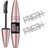 Renas Store Maybelline New York Lash Sensational Yelpaze Etkili Intense Black Maskara - Ekstra Siyah + 2 Adet Hediye Toka