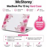 Renas Store Mcstorey MacBook Pro 13 Çiçek Desenli Kılıf A1706 A1708 A1989 A2159 A2251 A2289 A2338 M1 M2 Uyumlu Baskılı Sert Kılıf Ince Hafif Koruyucu Kapak Pembe