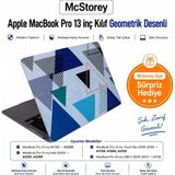 Renas Store Mcstorey MacBook Pro 13 Geometrik Desenli Kılıf A1706 A1708 A1989 A2159 A2251 A2289 A2338 M1 M2 Uyumlu Baskılı Kristal Sert Kılıf Koruyucu Kapak Lacivert Mavi