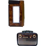 Renas Store Mey Ithalat® Bluetooth Hoparlör Ahşap Renk Vintage Işıklı Nostaljik Radyo Fm Ahşap Görünümlü