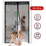 Renas Store Mıknatıslı Kapı Sinekliği Siyah 100X210 cm Otomatik Kapanan Manyetik Tül Sineklik BX40