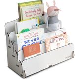 Renas Store Mingitav Mini Lucky Montessori Çocuk Kitaplığı 4 Raflı Ahşap Çocuk Odası Kitaplık Masaüstü Mini Kitaplık (Beyaz)
