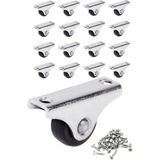 Renas Store Mini Sabit Mobilya Tekerlekleri, Siyah, 4cm x 2.2cm, 15 kg Taşıma Kapasitesi, 19MM Makara Çapı, Sehpa ve Komidin Için, Vidalar Dahil, 16 Adet