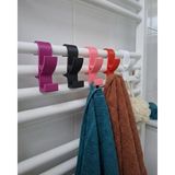Renas Store Mirai Banyo Havlu Radyatörü Klipsi 5'li Çok Renkli Set, Merdiven Tipi Havlu Isıtıcıya Takılan Kanca, Havlu Bornoz Askısı, Mat Plastik, Delmesiz