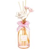 Renas Store Missi 180 ml Pembe Cam Şişe Çiçek Seramik Taş Bambu Çubuklu Garden Rose-Pudra Oda Kokusu