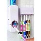 Renas Store Mobee Otamatik Diş Macunu Sıkacağı ve 5 Adet Diş Fırçalığı Macun Sıkacak Diş Fırçası Banyo Askı Seti