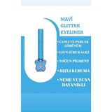 Renas Store Mov Glitter Eyeliner, Mavi Renk, Suya ve Tere Dayanıklı, Uzun Süre Kalıcı, Parlak ve Simli, Ince Uçlu
