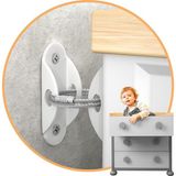 Renas Store Mr.bracket Ağır Yük Çelik Halatlı Eşya Sabitleyici Aparat - Bebek Koruyucu ve Çocuk Güvenliği Deprem Mobilya Devrilme Düşme Önleyici - Masa Şifonyer Duvara Sabitleme Aparatı - Beyaz Renk
