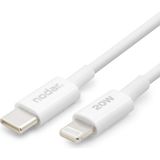 Renas Store Nodar 20W Usb-C To Lightning Hızlı Şarj Kablosu 1 Metre Pd Veri Kablosu iPhone 14, 13, 12, 11, Pro, Max, iPad Uyumlu Sağlam ve Dayanıklı Tpu Yalıtım Yüksek Hızlı Veri Transferi Beyaz ND1151