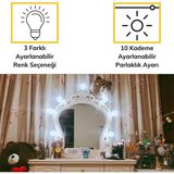 Renas Store Nostalji Hollywood Tarzı 10LU Makyaj Masası Aynası Beyaz LED Işıklı Lamba USB