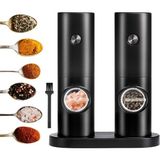 Renas Store Otomatik Pilli Tuz Karabiber Değirmeni Seti 2’li – LED Işıklı, Standlı, Elektrikli Baharat Öğütücü Baharatlık