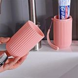 Renas Store Pembe Renk Seyahat Tipi Diş Macunu ve Fırçası Kabı Taşınabilir Hijyenik Saklama Kutusu
