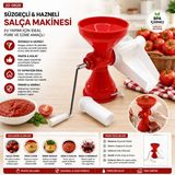 Renas Store Plastik Süzgeçli - Hazneli Salça Makinesi Metal Kollu Ev Yapımı Firesiz Pratik Kullanım BRKT-312007 (5528)
