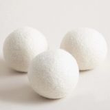 Renas Store Promosyonca Yün Kurutma Topu Seti, 3'lü Paket, Beyaz, Doğal Yün, Xl Boy, Enerji Tasarruflu, Tekrar Kullanılabilir