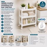 Renas Store Rafty Geniş 3 Katlı Tekerlekli Sepet Organizer Düzenleyici Raf Ünitesi 352X220X480MM (5528)
