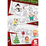 Renas Store Sinaticaret Yılbaşı Boyama Kağıdı Rulosu, 5 Metre x 45 Cm, Çocuklar Için Yeni Yıl Temalı Dev Boyama Kağıdı, Kardan Adam ve Ren Geyiği Desenli