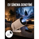 Renas Store Sinema Projektörü Android HDMI USB Wifi Ses Çıkışlı Ayaklı Projeksiyon Taşınabilir Yeni Nesil