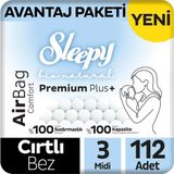 Renas Store Sleepy Bio Natural Premium Plus Airbag Comfort Avantaj Paketi Bebek Bezi 3 Numara Midi 112 Adet