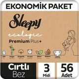 Renas Store Sleepy Ecologic Ekonomik Paket Bebek Bezi 3 Numara Midi 56 Adet