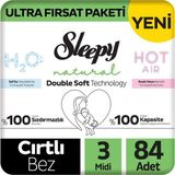 Renas Store Sleepy Natural Double Soft Ultra Fırsat Paketi Bebek Bezi 3 Numara Midi 84 Adet