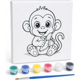 Renas Store Sogud Boyama Tuval Seti - 20X20 cm Çerçevesiz Hazır Desenli Tuval - 6 Renk Boya ve Fırça Dahil - Çocuklar Için Kolay Boyanabilir Hobi, Sanat ve Aktivite Seti - Sürpriz Model