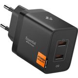 Renas Store Spigen 47W Usb-C 2 Port Mini Hızlı Şarj Aleti Pps 2.0 Desteği/ısı Düşürücü Gan Pro Destekli Akım Korumalı Güç Adaptörü iPhone & Android & iPad & MacBook Type-C Black - ACH09457