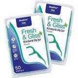 Renas Store Stopever Fresh & Gliss Kürdanlı Diş Ipi 2'li Paket (100 Adet) | Nane Aromalı | Diş Arası Temizliği, Ağız Hijyeni ve Günlük Kullanım Için Ideal | Plastik Kutulu ve Taşıma Kılıflı Hediyeli