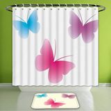 Renas Store Su Geçirmez Duş Perdesi ve Banyo Halısı Seti Hayvan Kelebek Siluetleri Ruhsal Kanatlar Yaşam Temalı Görüntü Pembe Kurutulmuş Gül Banyo Perdesi ve Paspas Banyo Için Takım Elbise 182 x 182 cm & 81 x 50