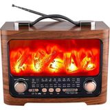 Renas Store Taşınabilir Şömine Efektli Bluetooth Hoparlör Fm Radyo LED Işıklı Müzik Çalar