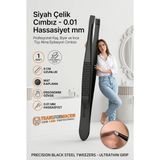 Renas Store Transformacion Siyah Çelik Cımbız - 9 cm Düz Kare Uçlu, 0.01 mm Hassas Kavramalı Profesyonel Kaş, Bıyık ve Ince Tüy Alma Epilasyon Cımbızı Solingen Professional 718478