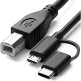 Renas Store Type-C + Micro USB To Usb-B Yazıcı/mıdı Bağlantı Kablosu (1 Metre) - Printer, Tarayıcı, Mıdı Klavye, Ses Kartı, Dijital Piyano - Dj ve Müzik Ekipmanları Uyumlu