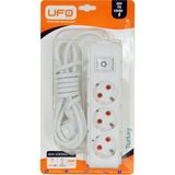 Renas Store Ufo 3lü Akım Korumalı Priz 1,5 Metre Kablolu Grup Priz, Max 3500W Aşırı Yük Koruması 3lü Uzatma Kablosu Çoklu Priz Beyaz Renk