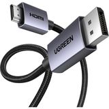 Renas Store Ugreen 4K 1080P@120Hz Displayport 1.2 To HDMI 1.4 Örgülü Kablo, 3m, 35843