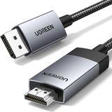 Renas Store Ugreen 4K@60Hz Displayport HDMI Kablosu Tek Yönlü Dp 1.2 - HDMI 2.0 Kablosu Hdr Aktif Alüminyum Örgülü Dp'den Hdmı'ya Dönüştürücü Çoklu Ekran Için Monitör, Projektör, Dell, Lenovo (1m) ile Uyumlu