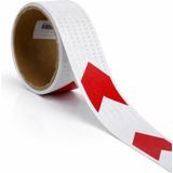 Renas Store Yapışkanlı 7.5 cm (1 Metre) Kırmızı Beyaz Petekli Ok Yönlendirme Reflektörlü Reflektif Şerit Bant
