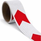 Renas Store Yapışkanlı En 10 cm (1 Metre) Kırmızı Beyaz Petekli Ok Yönlendirme Reflektörlü Reflektif Şerit Bant