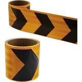 Renas Store Yapışkanlı Sarı Siyah Işaretli Yönlendirme Reflektörlü Reflektif Şerit Bant 9 cm Ikaz Bandı 2.4 mt