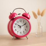 Renas Store Yuvarlak Metal Masa Çalar Saat 8 cm Işıklı Pilli