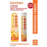 Renatus İlaç Rovitrex C Vitamini D Vitamini Çinko ve Ekinezya İçeren Efervesan Takviye Edici Gıda 20 Tablet