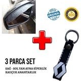 Renault 20 ile Uyumlu Carbon Ayna Siperlik ve Kauçuk Anahtarlık Set