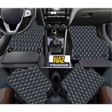 Renault Clio-2 1998 - 2004 Uyumlu Beyaz Dikişli Siyah Deri Paspas - Çok Renkli