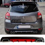 Renault Clio 3 Difuzor Arka Tampon Eki 2 Egzoz Cikisli Kirmizi Lux Tip