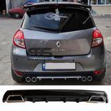 Renault Clio 3 Difuzor Arka Tampon Eki 2 Egzoz Cikisli Siyah Lux Tip