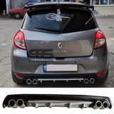 Renault Clio 3 Difuzor Arka Tampon Eki 4 Egzoz Cikisli Gri Lux Tip