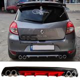 Renault Clio 3 Difuzor Arka Tampon Eki 4 Egzoz Cikisli Kirmizi Lux Tip