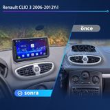 Renault Clio 3(2006-2012 Yıl)android Sürüm 13 Kablosuz Carplay Navigasyon Multimedya 9 Inç Ekran Çerçeveli ve Arka Görüş Kameralı 4g Ram + 32GB Hafıza