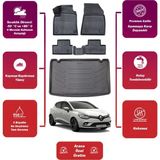 Renault Clio 4 2017 Model Bagaj Havuzu+4d Araca Özel Havuzlu Paspas Takımıı Maxii - Siyah