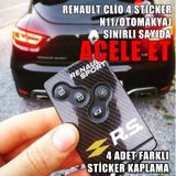 Renault Clio 4 Anahtarlık Sticker Etiket Kaplama Tuning Modifiye Monster - Sarı - Mavi - Rs