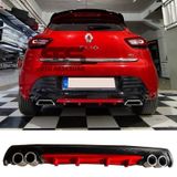 Renault Clio 4 Difüzör Arka Tampon Eki 4 Egzoz Çıkışlı Kırmızı Lü